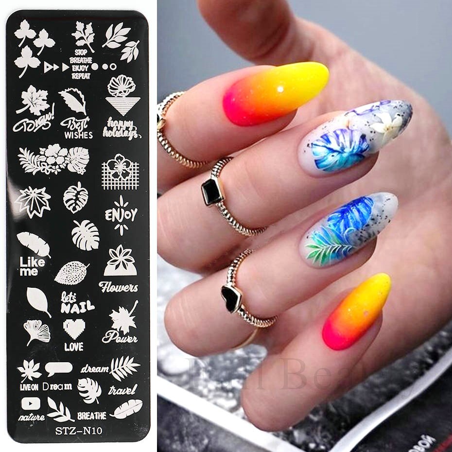 French Nail Art Stamping Plate Geometry Wave Line Drawing Templates Flower Love Lace Stamp Nail Charm Mold Stencil Tools LAXY-D-