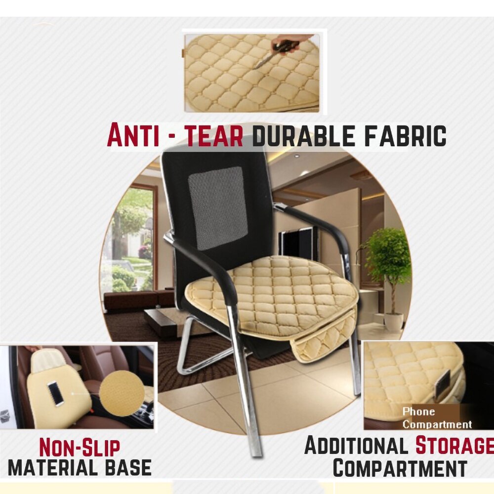 Car Seat Cover Front Rear Flocking Cloth Cushion Non Slip Winter Auto Protector Mat Pad Keep Warm Universal For Truck Suv