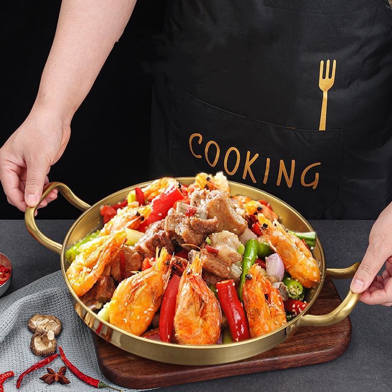 Stainless Steel Kitchen Pans Pots Cookware Sets Saucepan for Cooking Camping Home Utensil Dining Room Multifunctional Golden