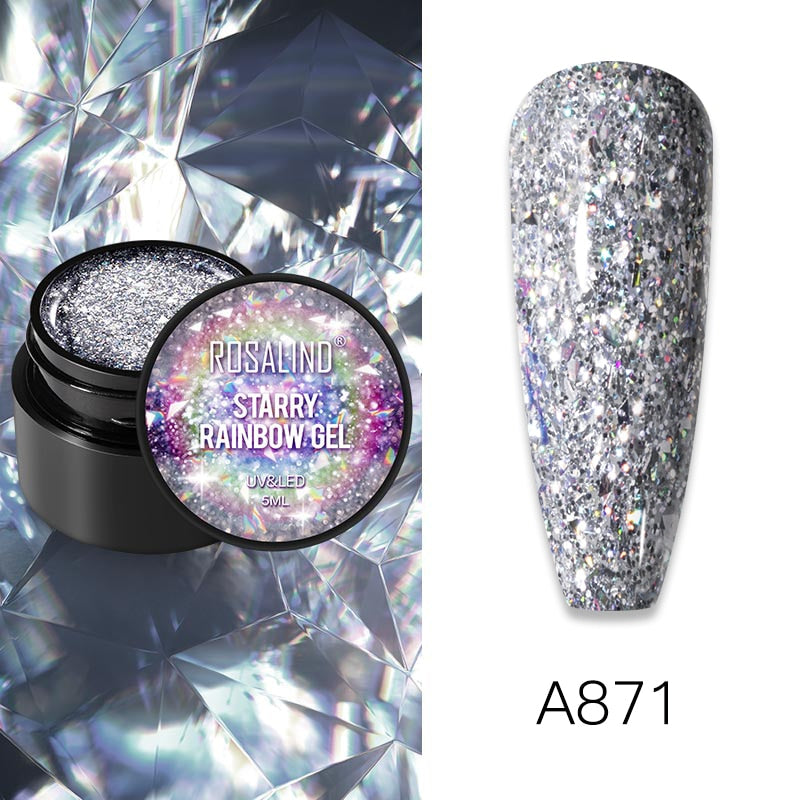 ROSALIND Nail Polish Gel Semi-permanent Varnish UV Glitter Paint Shiny Gel Base Coat Tips Poly Kit For Nail Art Decorations