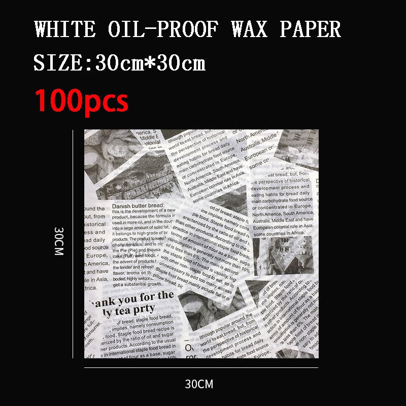 50/100pcs Oil Proof Wax Paper for Food Baking Barbecue Burger Fries Bread Baking Paper Plate Mat Baking supplies