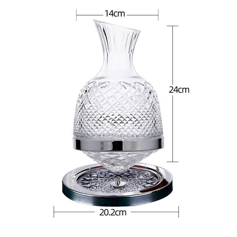 Luxurious Rotating Wine Separator Red Whiskey Tumbler Gyro Glass Bottle 1500ml Rotary Decanter With Tray Kitchen Bar Tools