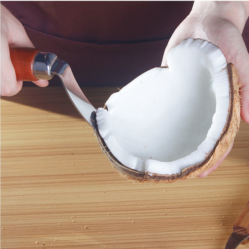 Kitchen Tools Stainless Steel Coconut Knife Old Coconut Opener Wooden Handle Coconut Knife Kitchen Utensils Home Gadgets