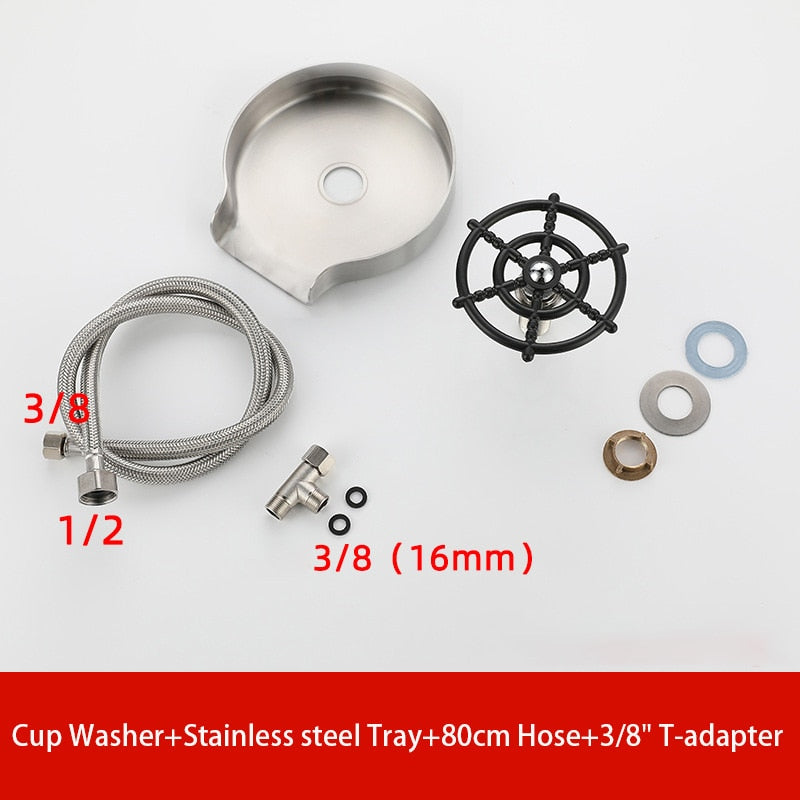 Automatic Cup Washer Faucet Glass Rinser High Pressure Beer Milk Coffee Pitcher Wash Cup Bottle Cleaner Sink Kitchen Bar Tool