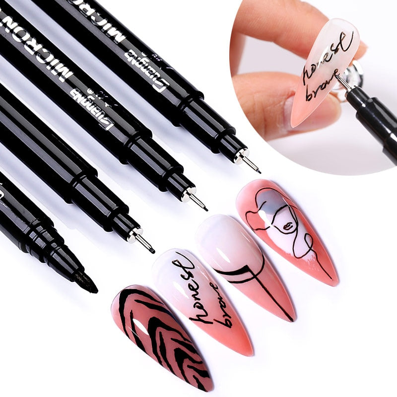 BORN PRETTY-Bolígrafo de Graffiti para arte de uñas, delineador de pintura para manicura, herramientas de pintura de diseño de uñas, negro, 3D