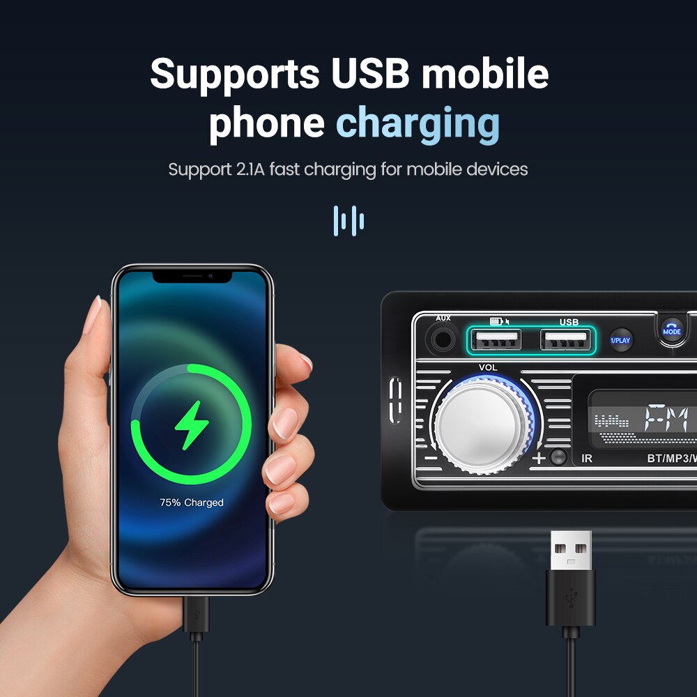 1 Din Car Radio Stereo Player Digital Bluetooth Video MP3 Player FM Radio Stereo Audio ISO USB/SD with In Dash AUX Input