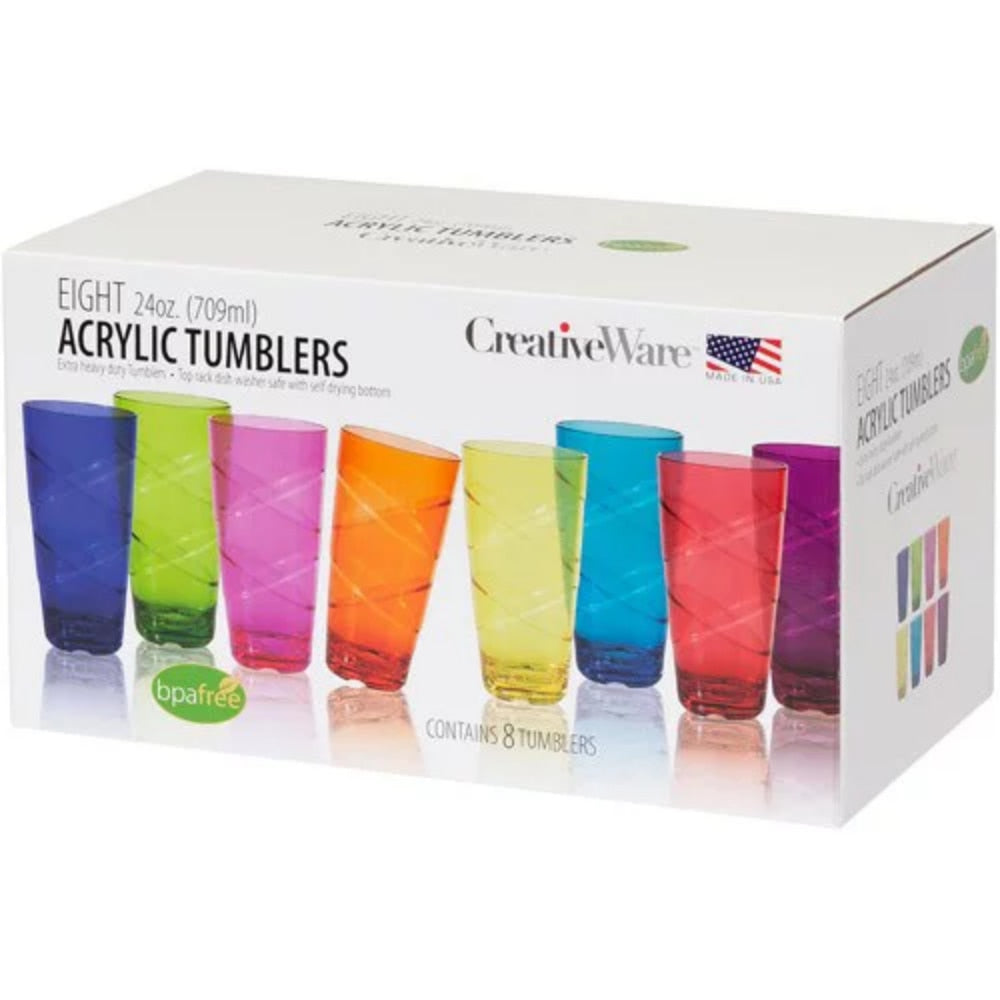 24-Ounce Multi-Colored Plastic Tumbler Set of 8 Cups Drink Items Free Shipping Coffee Cup Mug Drinkware Kitchen Dining Bar Home