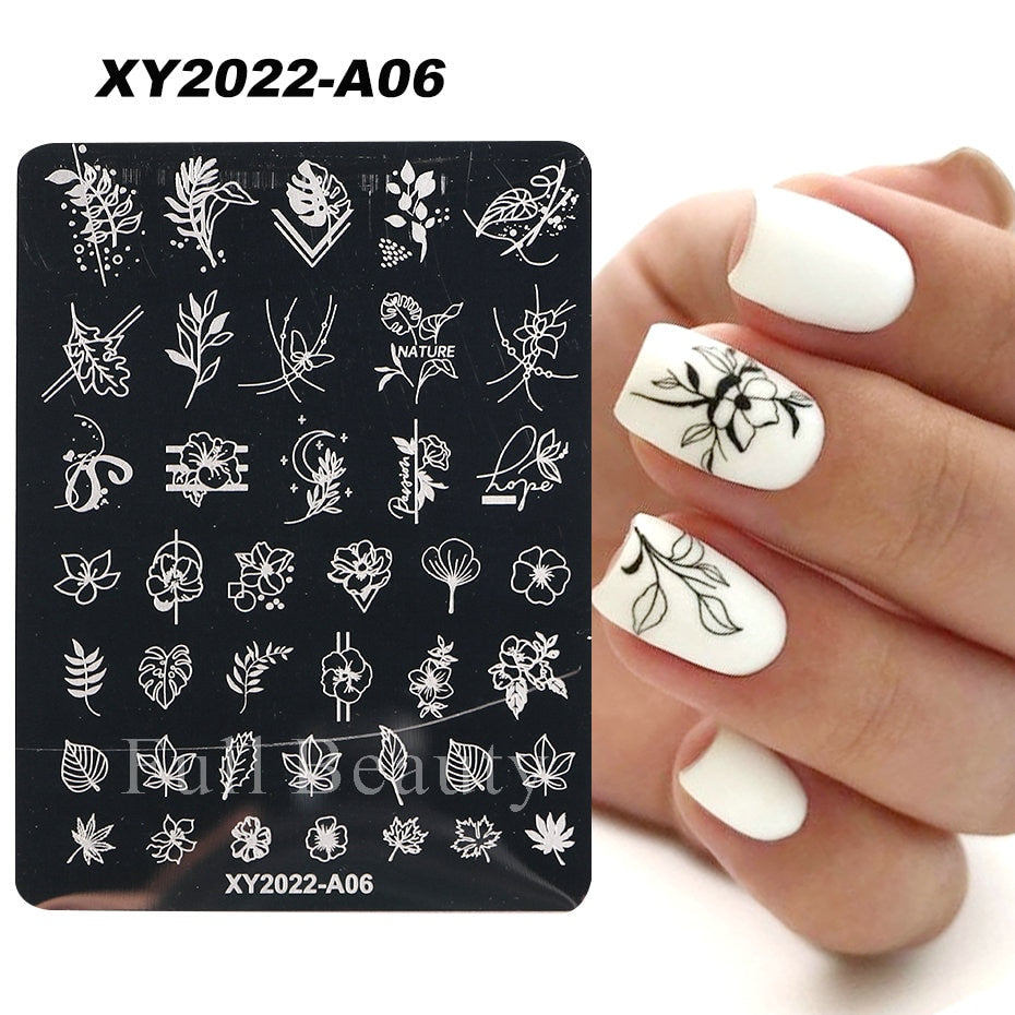 French Nail Art Stamping Plate Geometry Wave Line Drawing Templates Flower Love Lace Stamp Nail Charm Mold Stencil Tools LAXY-D-