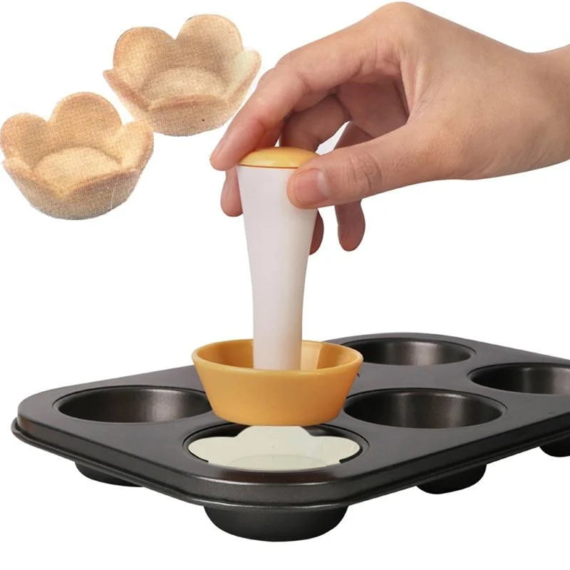 Baking Tool Pastry Dough Tamper Kit Kitchen Flower Round Cookie Cutter Set Cupcake Muffin Tart Shells Mold Baking Accessories