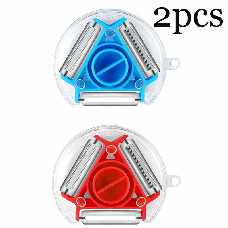 2pcs Triple Peeler Multi-function Peeler Round Fruit and Vegetable Kitchen Grater Rotary Slicer Fruit and Vegetable Tool