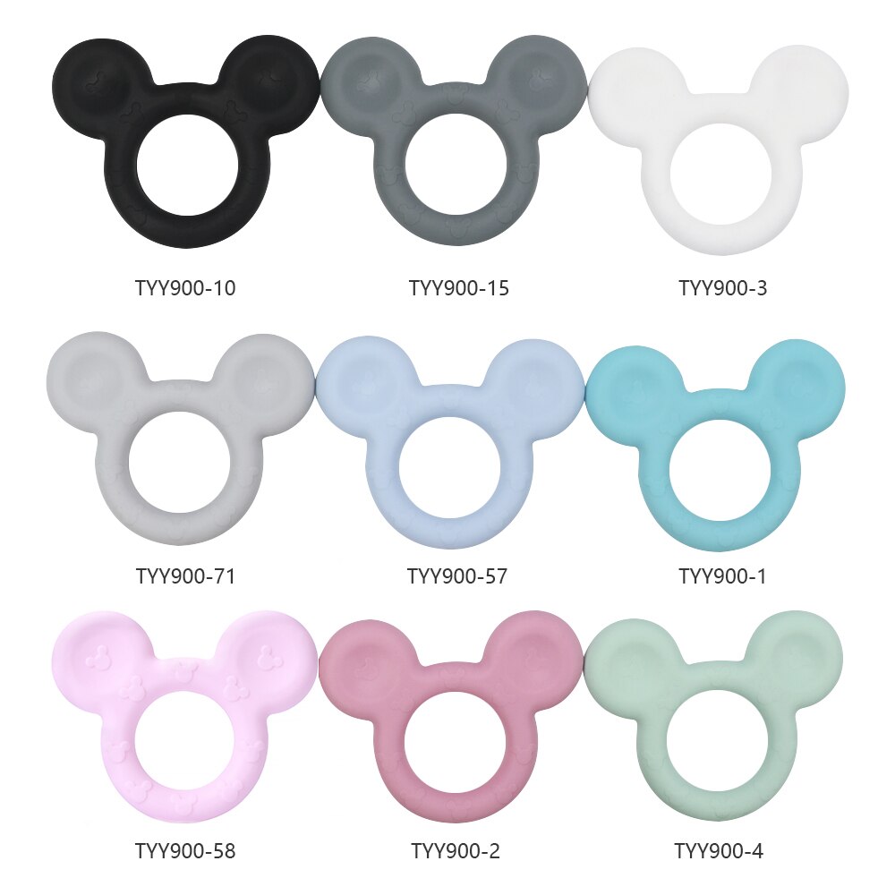 TYRY.HU 1PC Cartoon Baby Silicone Mickey Teether Teething Animal Rodent DIY Baby Teething Necklace Toy Food Grade Silicone Beads