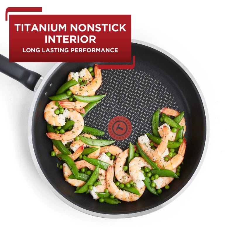 T-fal Cook & Strain Nonstick 2 Piece Fry Pan Cookware Set, 9.5 and 11 inch, Black, Dishwasher Safe