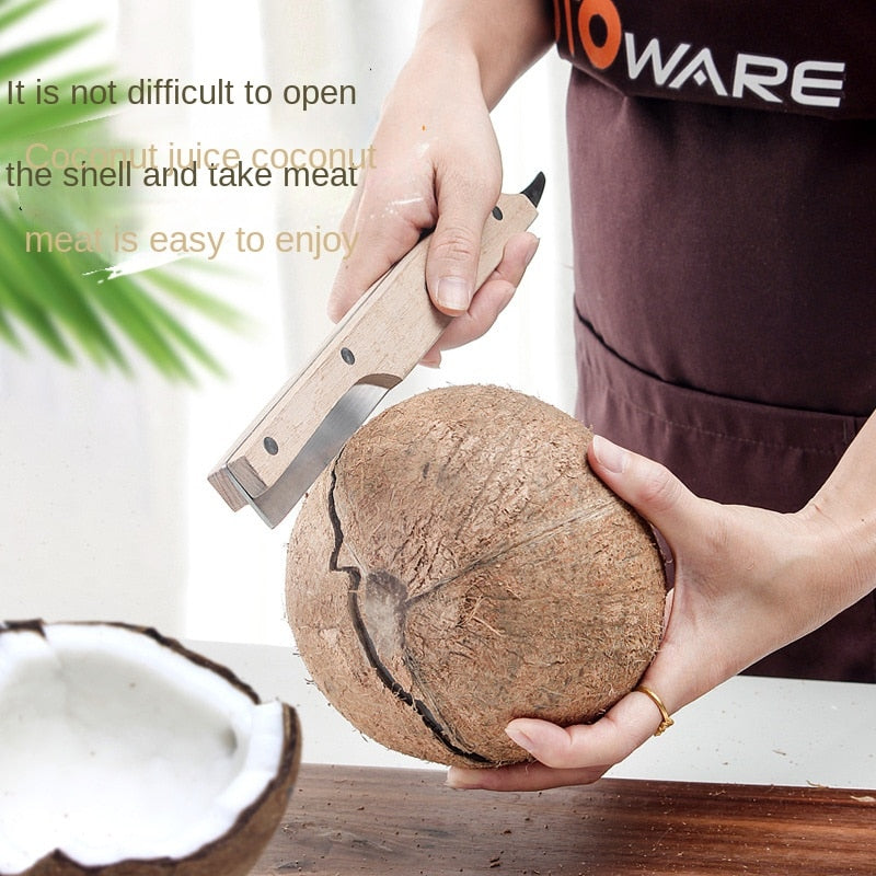 Kitchen Tools Stainless Steel Coconut Knife Old Coconut Opener Wooden Handle Coconut Knife Kitchen Utensils Home Gadgets