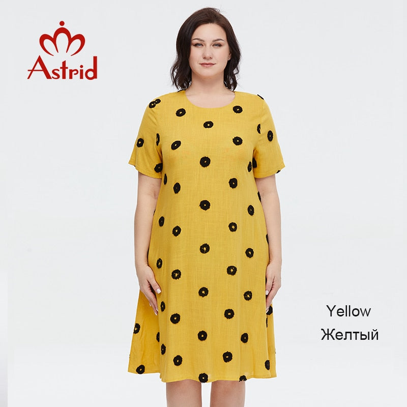 Astrid Women's Summer Dress 2023 Elegant Dress Cotton Oversize Office Polka Dot Embroidery Design Pocket Long Dresses for Women