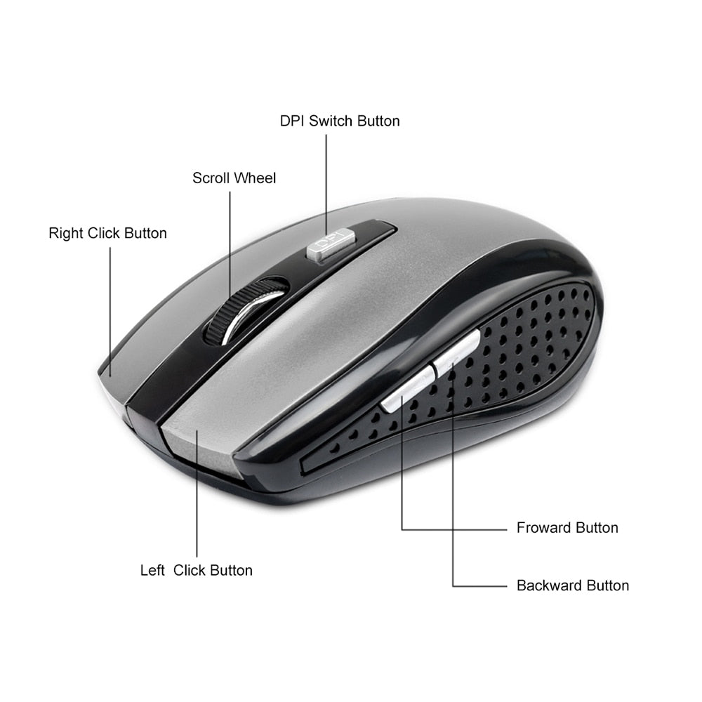 ORZERHOME 2.4GHz Wireless Mouse Adjustable DPI Gaming 6 Buttons Optical Mice With USB Receiver For Computer PC Accessories