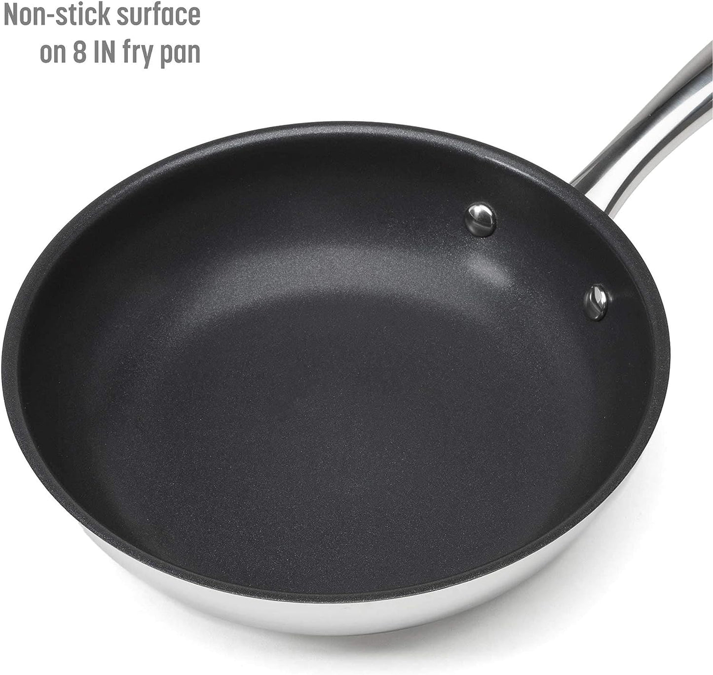 Classic Stainless Steel Cookware Set with Tri-Ply Base for Even Heating, Durable, Bonded Pots and Pans, Dishwasher Safe Include