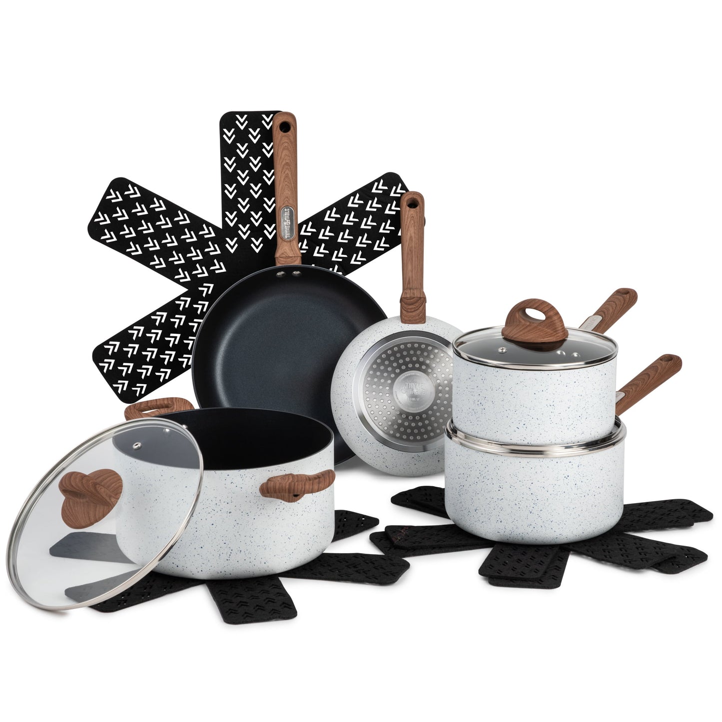 Thyme & Table Non-Stick 12 Piece Cookware Set, Scarlet Red