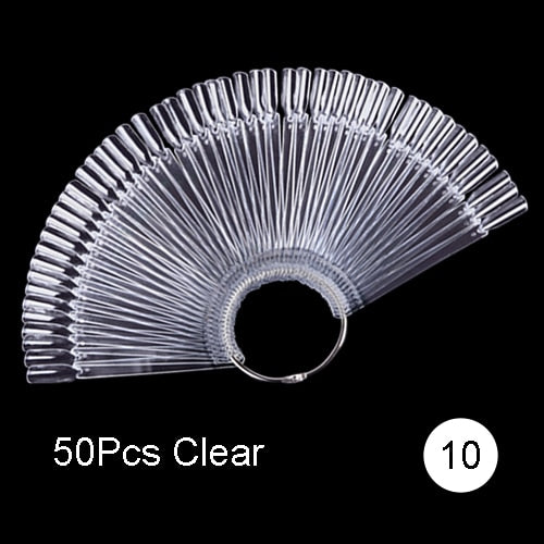 50Pcs Nail Swatches Oval Round Tips For Display Nail Samples Gel Polish Palette Color Chart Manicure Practicing Tools NTA23-1