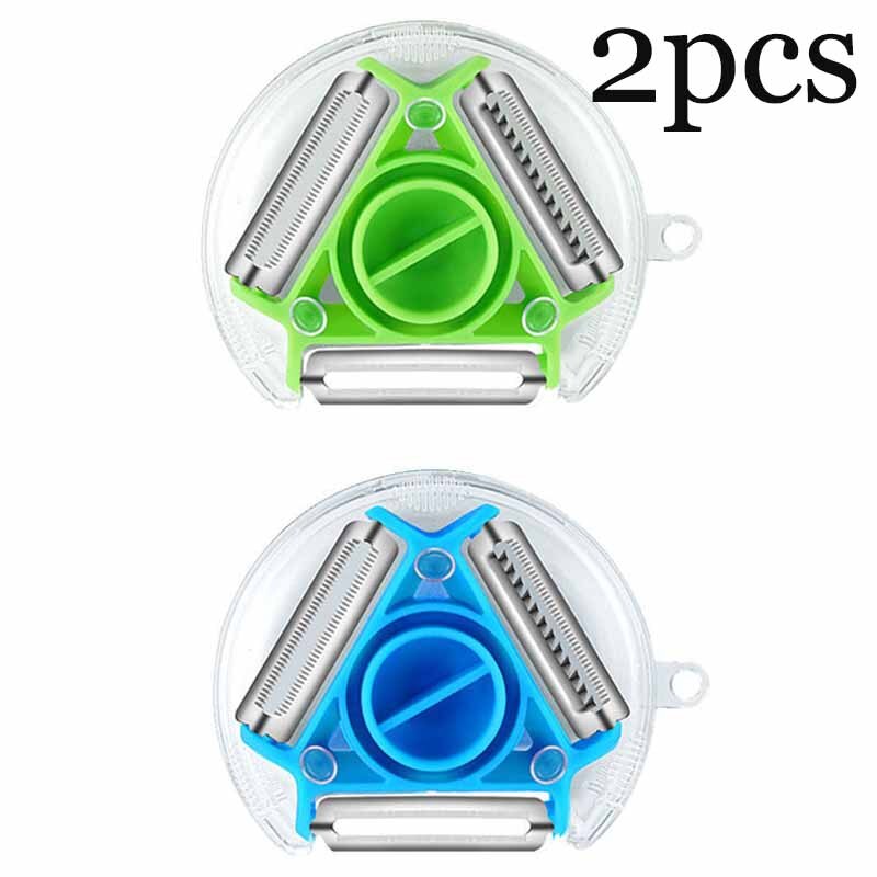 2pcs Triple Peeler Multi-function Peeler Round Fruit and Vegetable Kitchen Grater Rotary Slicer Fruit and Vegetable Tool