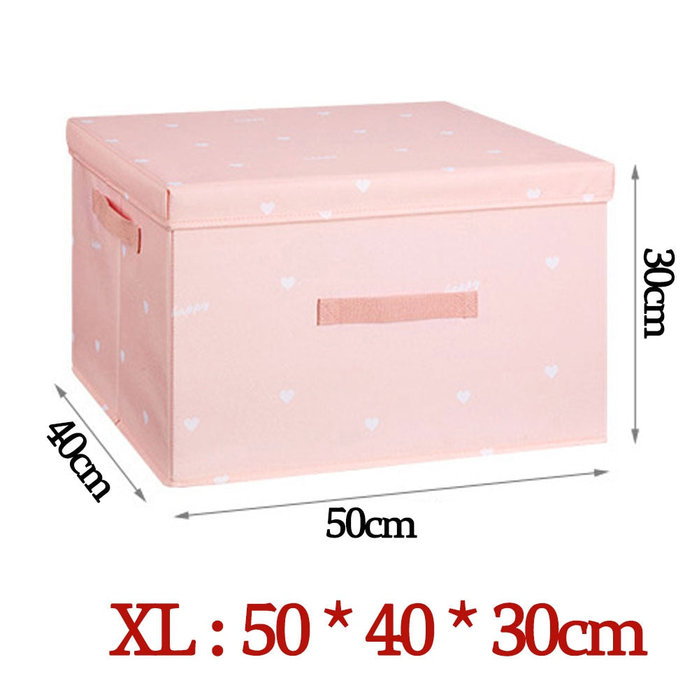 Style Foldable with Lid Clothes Storage Box Home Clothes Storage Bin Folding Storage Cabinet Kids Toys Fabric Organizer