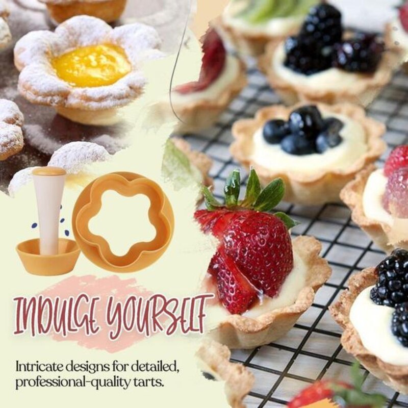 Baking Tool Pastry Dough Tamper Kit Kitchen Flower Round Cookie Cutter Set Cupcake Muffin Tart Shells Mold Baking Accessories
