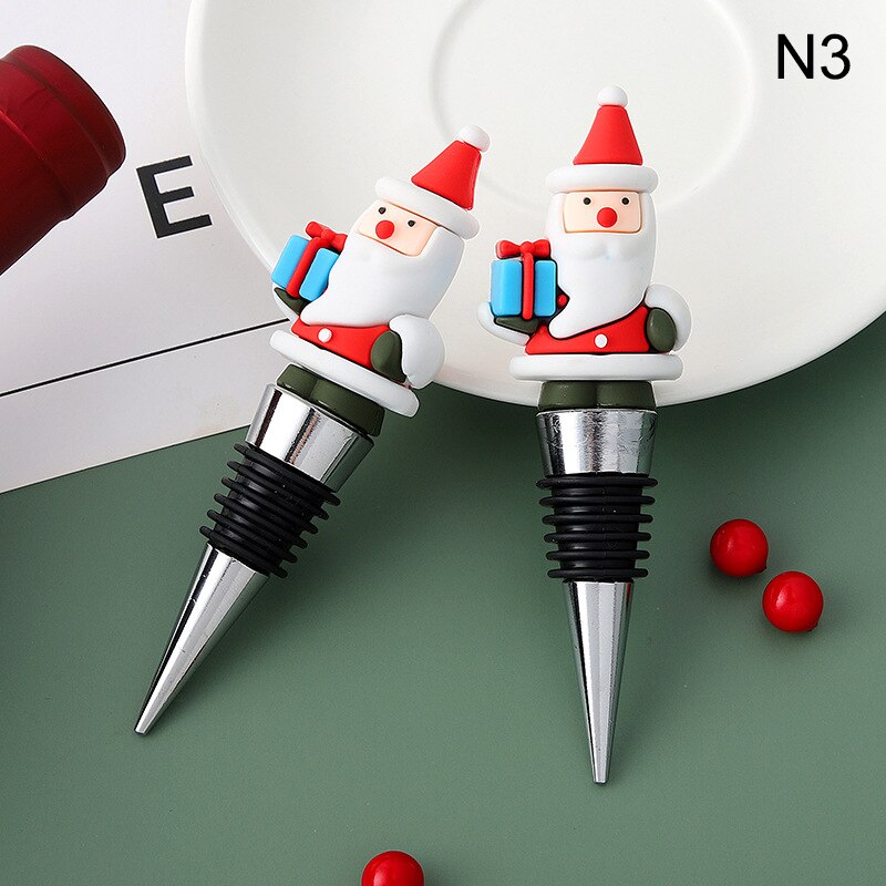 1PC Christmas Series Wine Stopper Bar Party Decoration snowman Shape Fresh-keeping Wine Champagne Stopper Bar Accessories