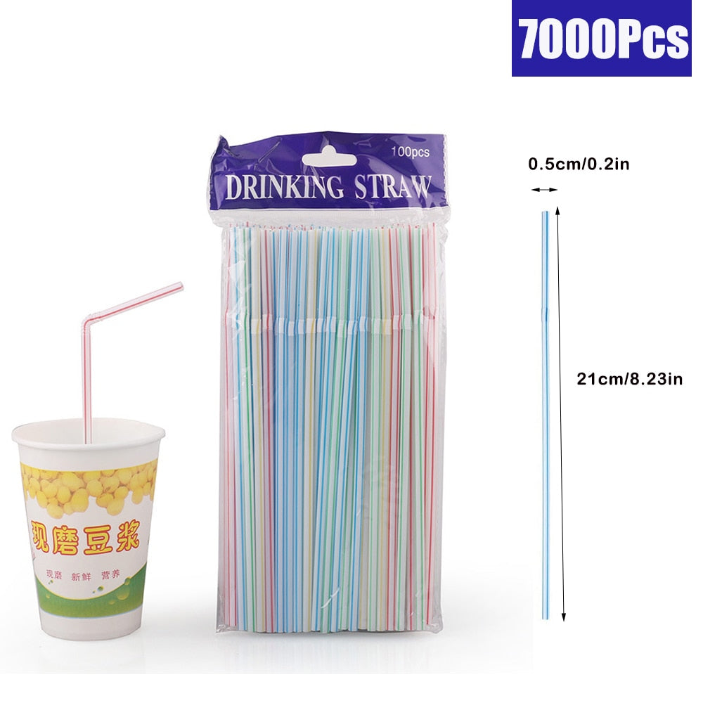 100/1000/10000Pcs Colorful&Black Drinking Kunststof Straws plastique Beverage Straw Milk Tea Bar Party Wedding Kitchen Accessory