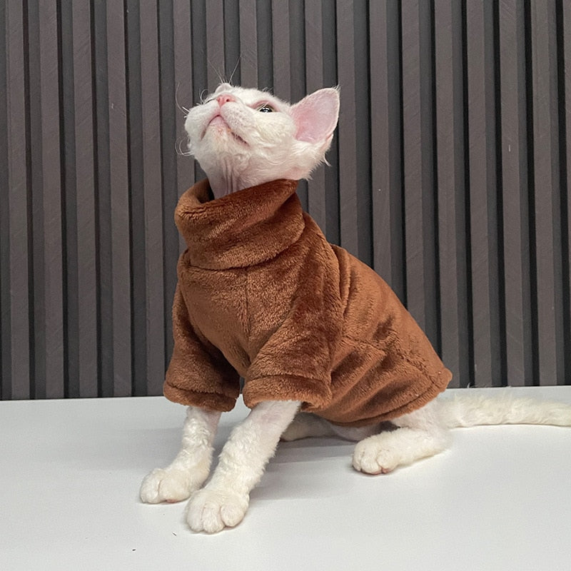 2022 New Hairless Cat Sweater Winter Fashion Thickening Warm Sphynx Clothes Home Comfortable Winter Dog Clothes for Small Dogs