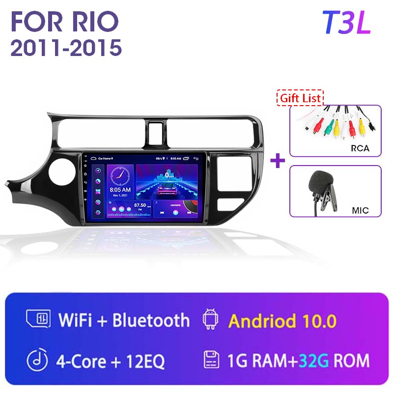 Android 11 2 Din for KIA RIO 2011-2015 Car Radio Multimedia Video Player GPS Navigation MP5 DVD Speakers Stereo Audio Carplay 9"