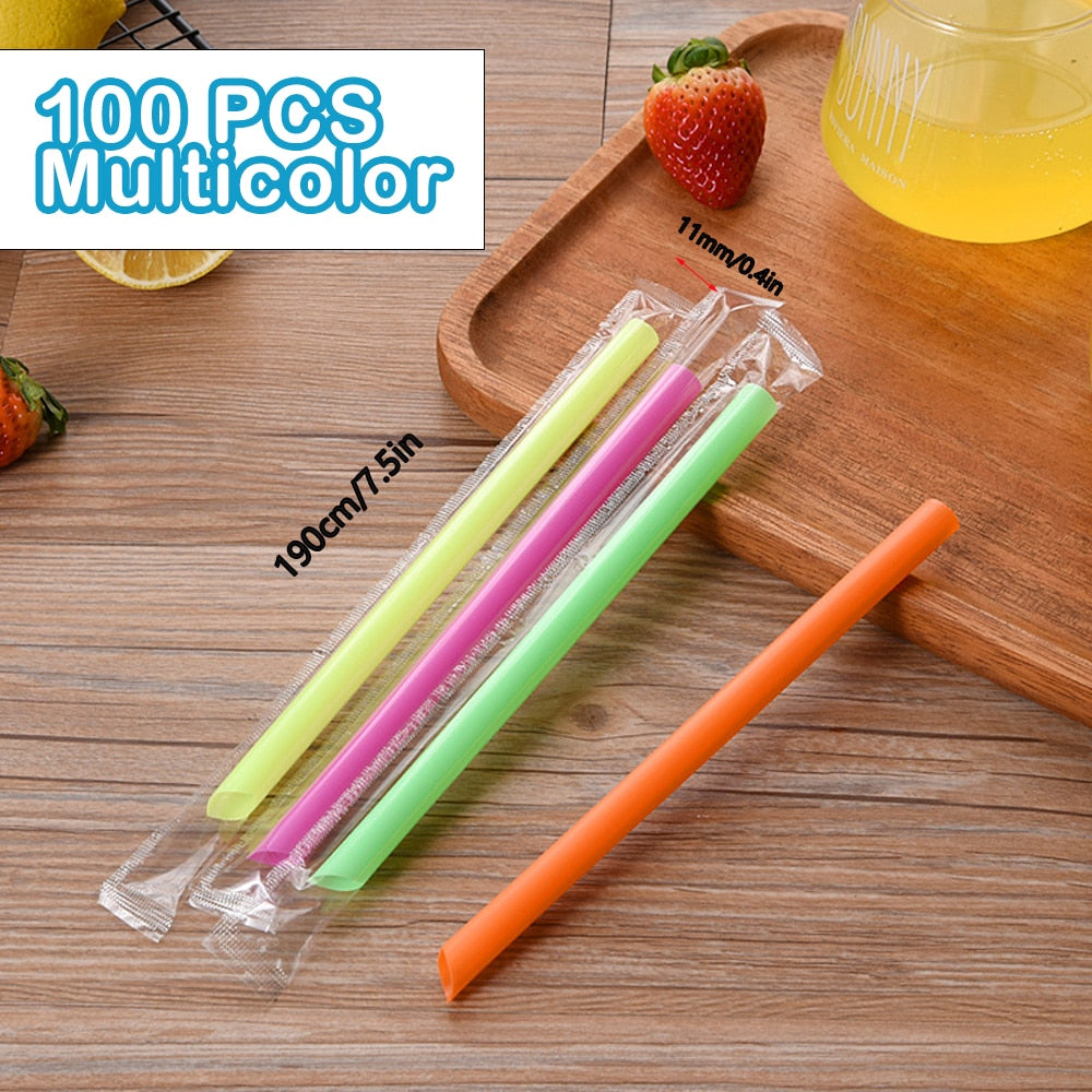 100/1000/10000Pcs Colorful&Black Drinking Kunststof Straws plastique Beverage Straw Milk Tea Bar Party Wedding Kitchen Accessory