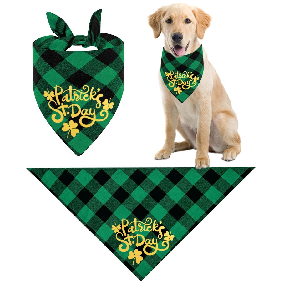 Plaid Dog Bandanas Valentine's Day Pet Towel Cat Accessories Holiday Party For Puppy Pet Supplies Costume Large Dog Accessories