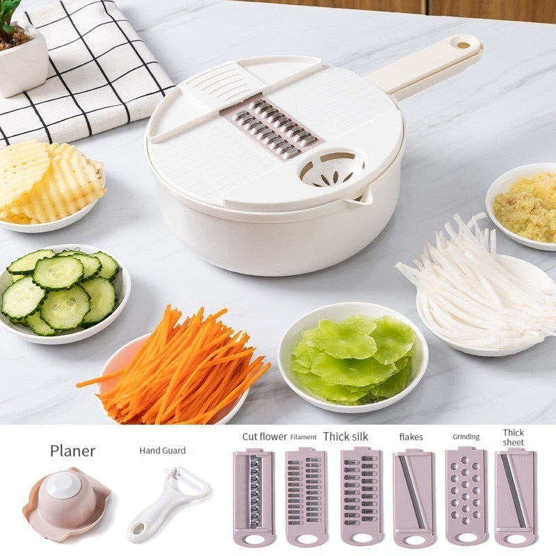 12pcs/lot Kitchen Multifunctional Salad Utensils Vegetable Chopper Carrot Potato Manual Shredder Kitchen Cooking Vegetable Tools