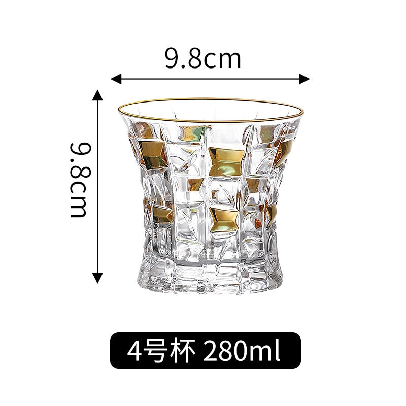 Crystal Gilt Glass Beer Mug European Luxury Brandy Wine Whiskey Cup Cups Drinkware Kitchen Dining Bar Home Garden