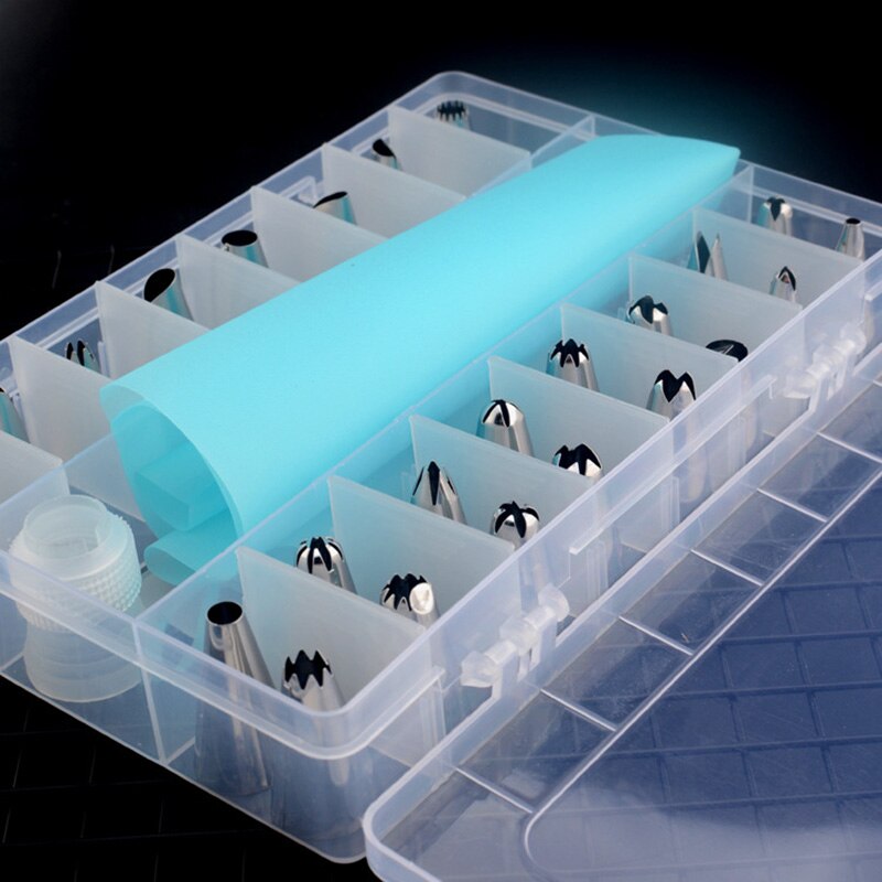 26Pcs/Set Silicone Pastry Bag Tips Kitchen DIY Cake Icing Piping Cream Cake Decorating Tools Reusable Pastry Bags+24 Nozzle Set