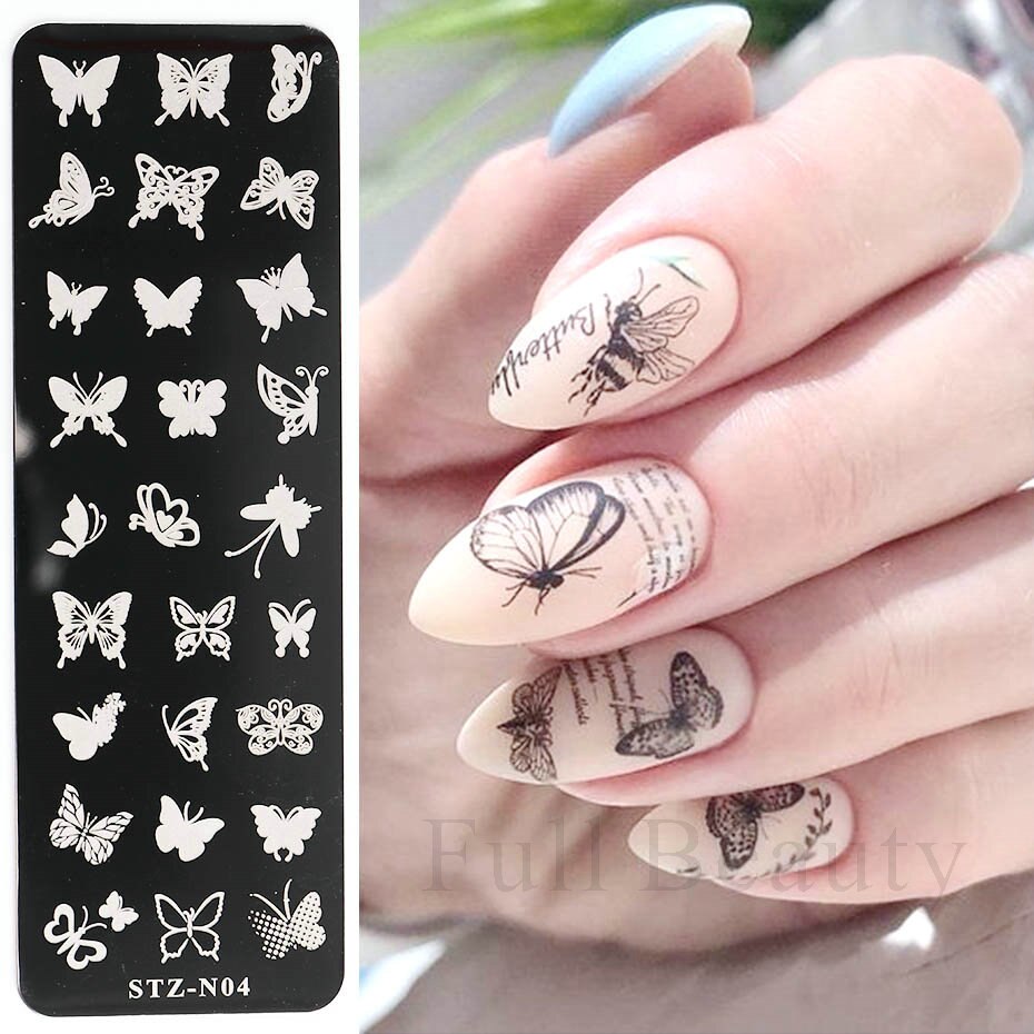 French Nail Art Stamping Plate Geometry Wave Line Drawing Templates Flower Love Lace Stamp Nail Charm Mold Stencil Tools LAXY-D-