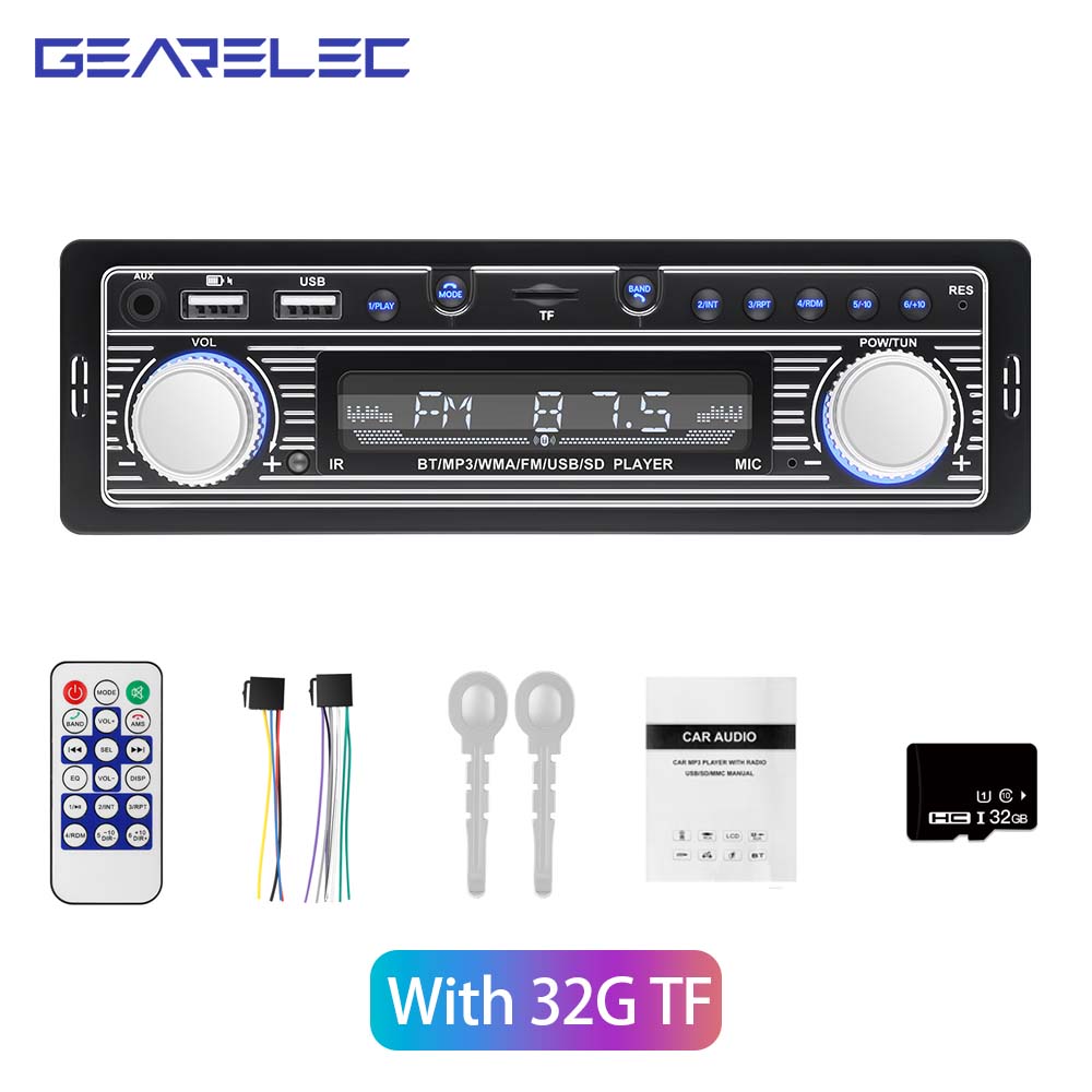 1 Din Car Radio Stereo Player Digital Bluetooth Video MP3 Player FM Radio Stereo Audio ISO USB/SD with In Dash AUX Input