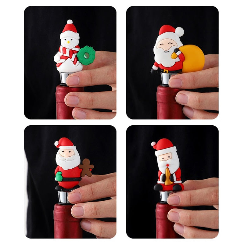 1PC Christmas Series Wine Stopper Bar Party Decoration snowman Shape Fresh-keeping Wine Champagne Stopper Bar Accessories