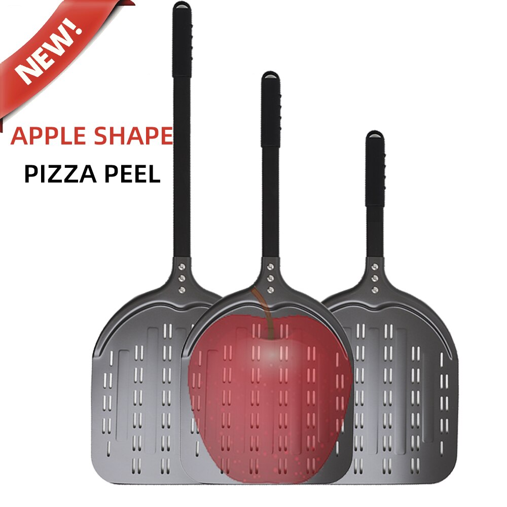 12 Inch Pizza Peel Turning Paddle Short Handle Shovel Kitchen Utensils Aluminum Apple Shape Pizza Turner Nonstick Baking Tools