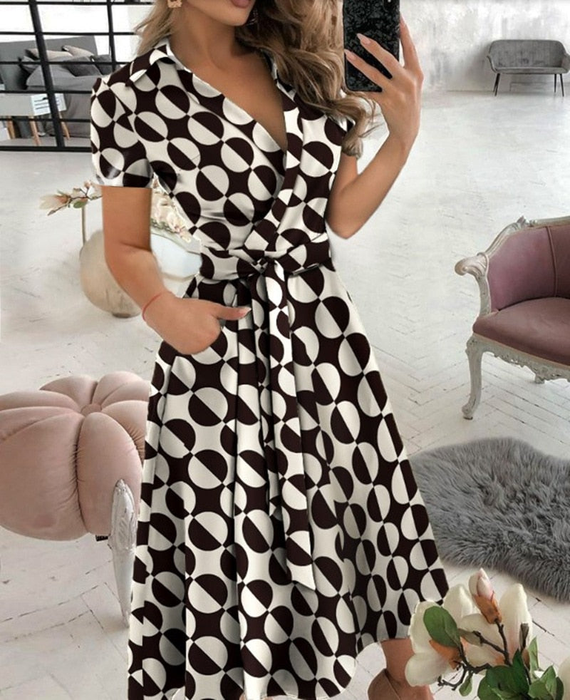 Spring And Summer Women's Fashion Long Sleeve V-Neck Butterfly Print Wrapped Hip Dress Women's Red Pocket Lace Up Slim Fit Dress