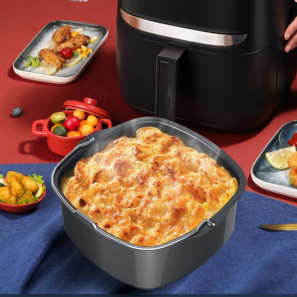 Square Cake Baking Tray Non-stick Air Fryer Baking Basket Pizza Plate Dish Pot Bakeware Kitchen Cake Cooking Tools