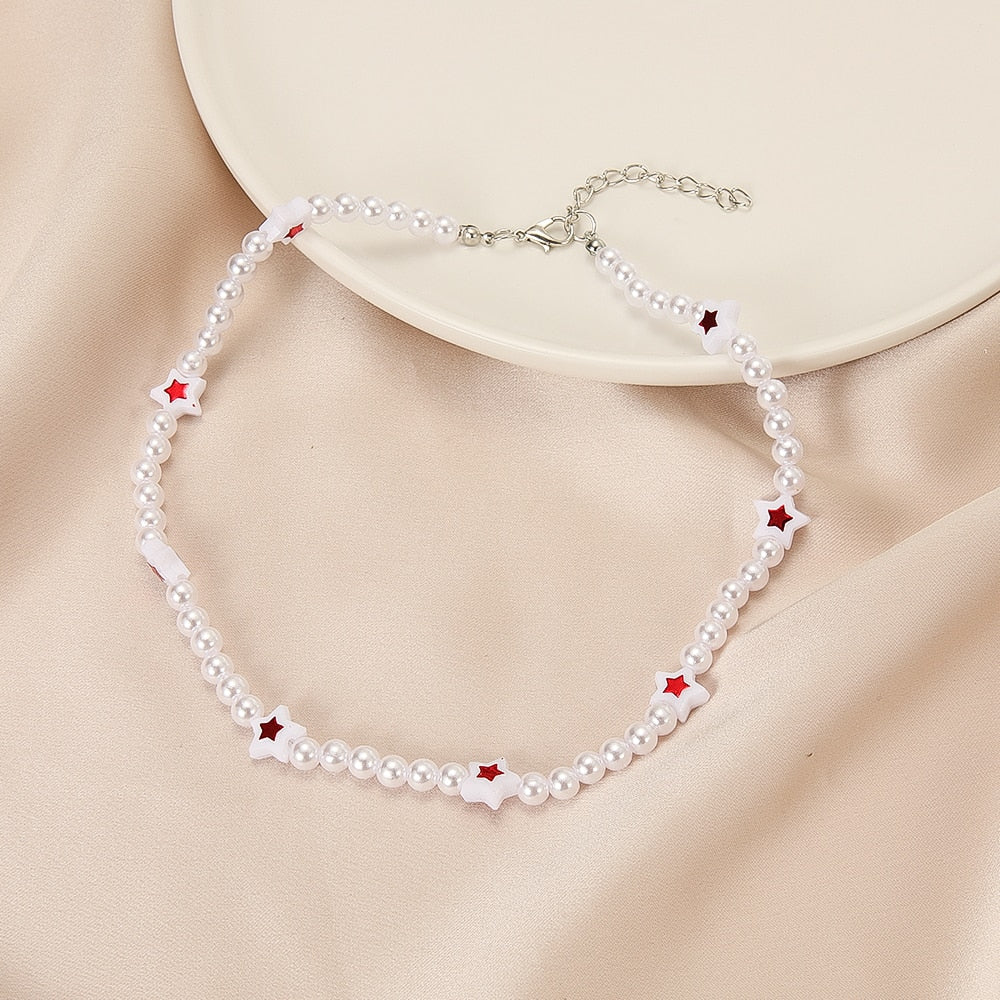 Trendy Love Pearl Necklace Female Personality Travel Party Fashion Clavicle Necklace Accessories collar perlas collar