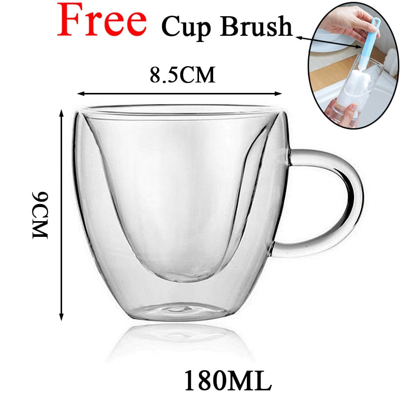 Double Wall High Borosilicate Glass Mug Heat Resistant Tea Milk Lemon Juice Coffee Water Cup Bar Drinkware Lover Gift Creativity