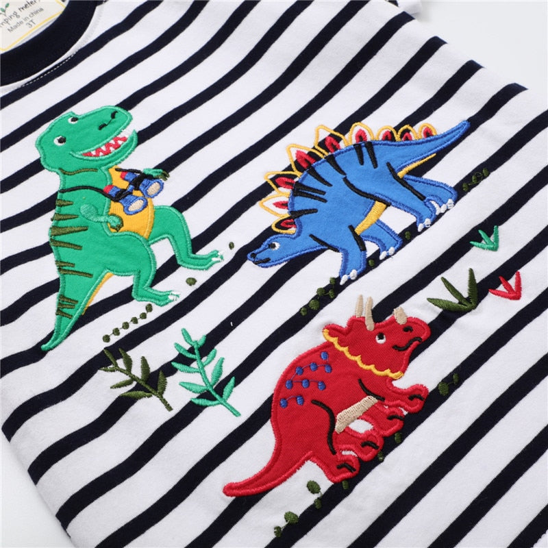 Jumping meters Boys Cartoon T shirts for Summer Children's Cotton Clothes Aircrafts Kids Tops Tees for Boys Girls Wear