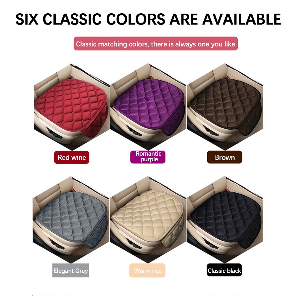 Car Seat Cover Front Rear Flocking Cloth Cushion Non Slip Winter Auto Protector Mat Pad Keep Warm Universal For Truck Suv