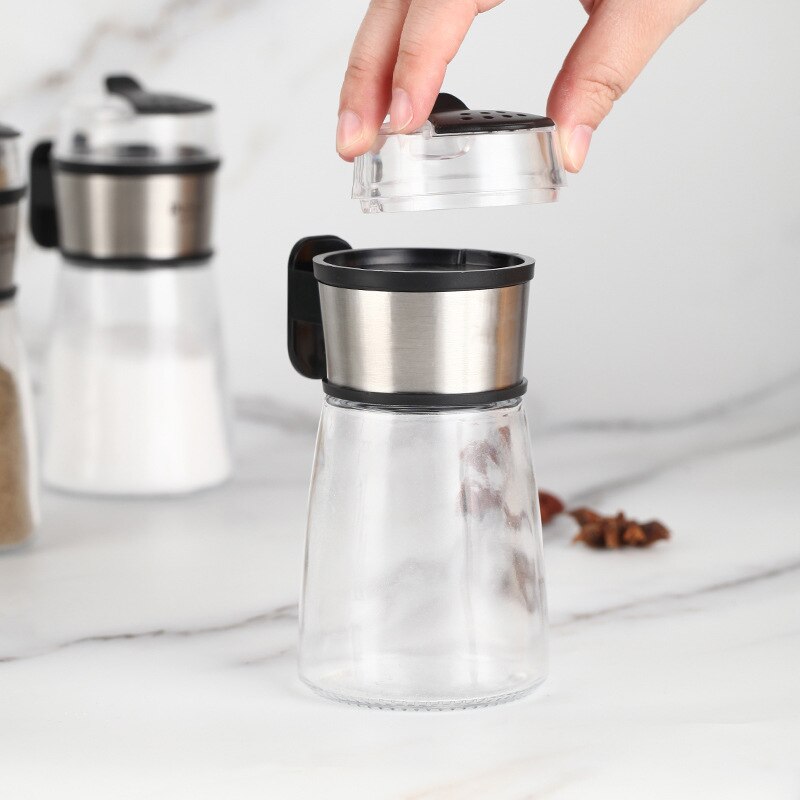 Kitchen Push-type Salt Dispense Pepper Shaker Spice Salt Sugar Bottle Spice Jar Push Type Can Seasoning Bottle Kitchen Gadgets
