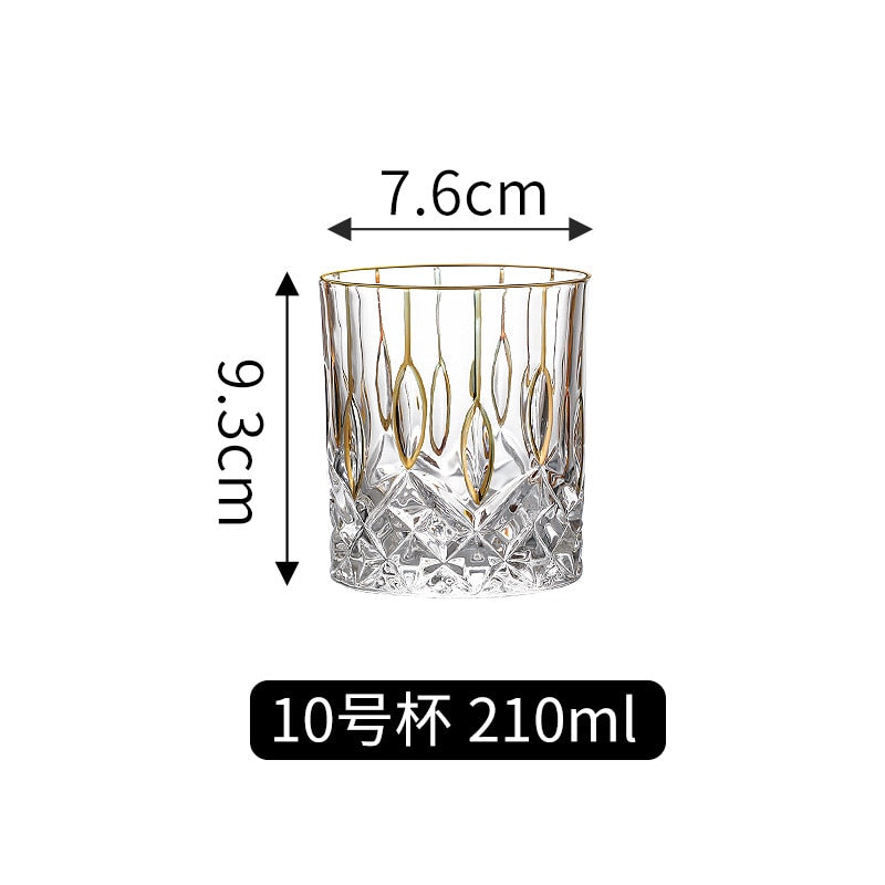 Crystal Gilt Glass Beer Mug European Luxury Brandy Wine Whiskey Cup Cups Drinkware Kitchen Dining Bar Home Garden
