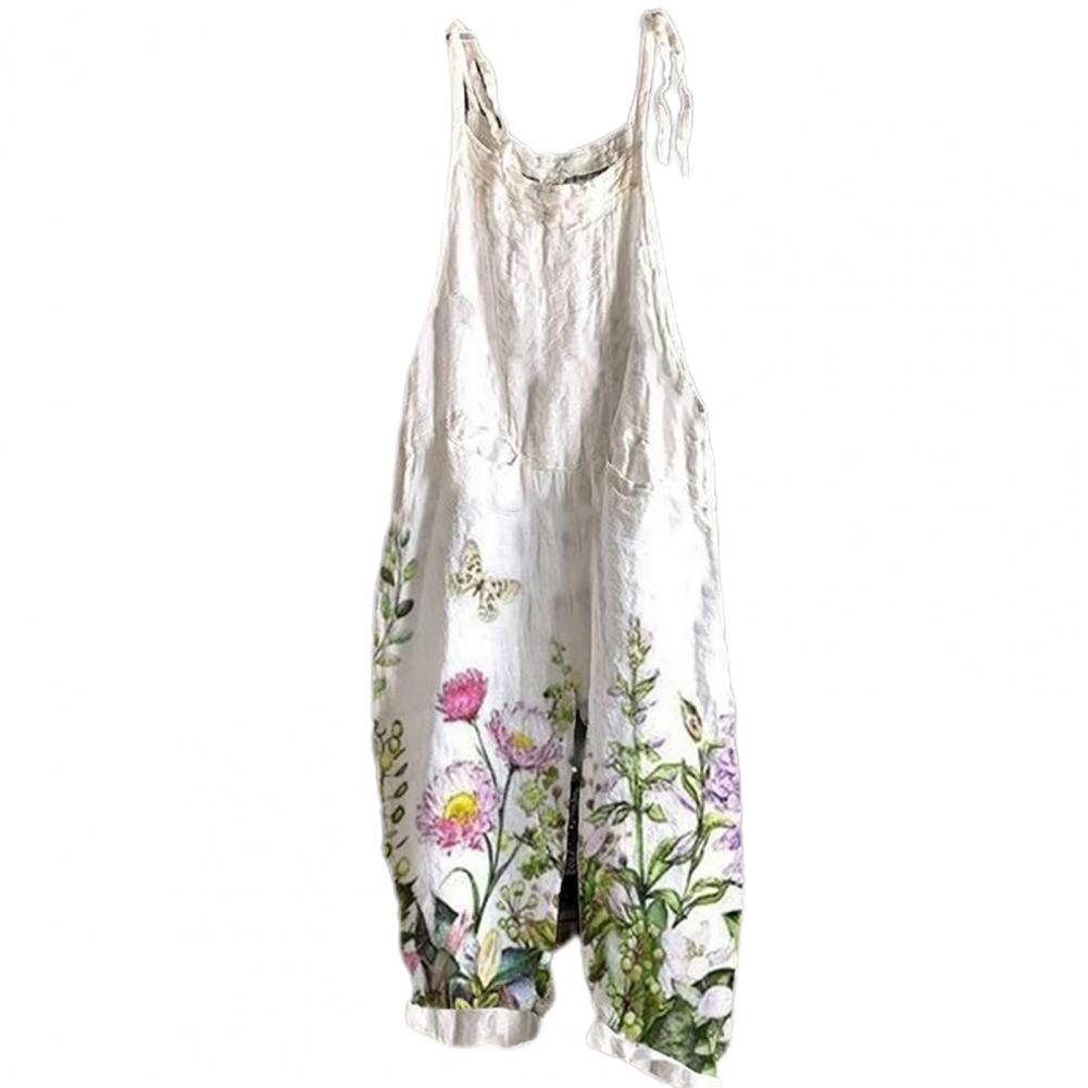 Summer Romper Streetwear Printed Jumpsuit Thin Breathable Creative Vintage Floral Print Elegant Women Jumpsuits