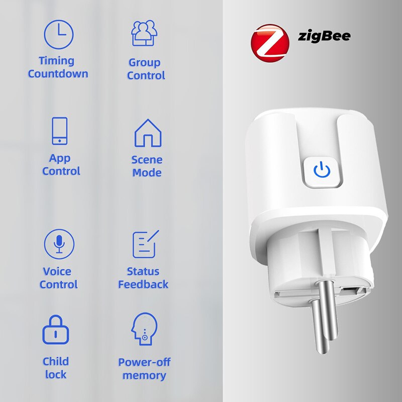 CORUI Tuya 16A Zigbee EU Smart Socket Plug Smart Home Wireless Remote Control App Power Monitor Outlet For Google Alexa