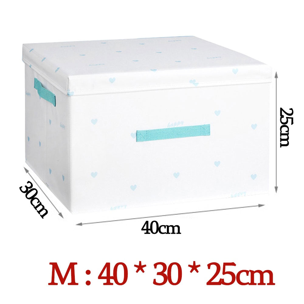 Style Foldable with Lid Clothes Storage Box Home Clothes Storage Bin Folding Storage Cabinet Kids Toys Fabric Organizer