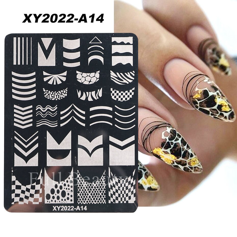 French Nail Art Stamping Plate Geometry Wave Line Drawing Templates Flower Love Lace Stamp Nail Charm Mold Stencil Tools LAXY-D-